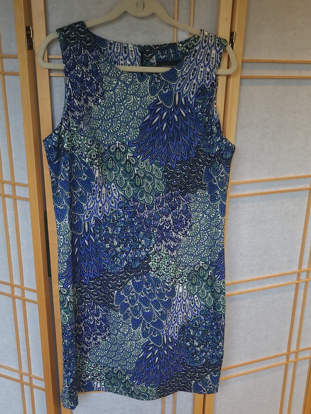 connected apparel Blue & Green Sleeveless Printed Shift Dress